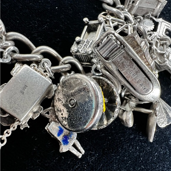 Vintage Moveable LOADED Sterling 925 Silver Articulated Charm Bracelet 91.4 G - Picture 14 of 17